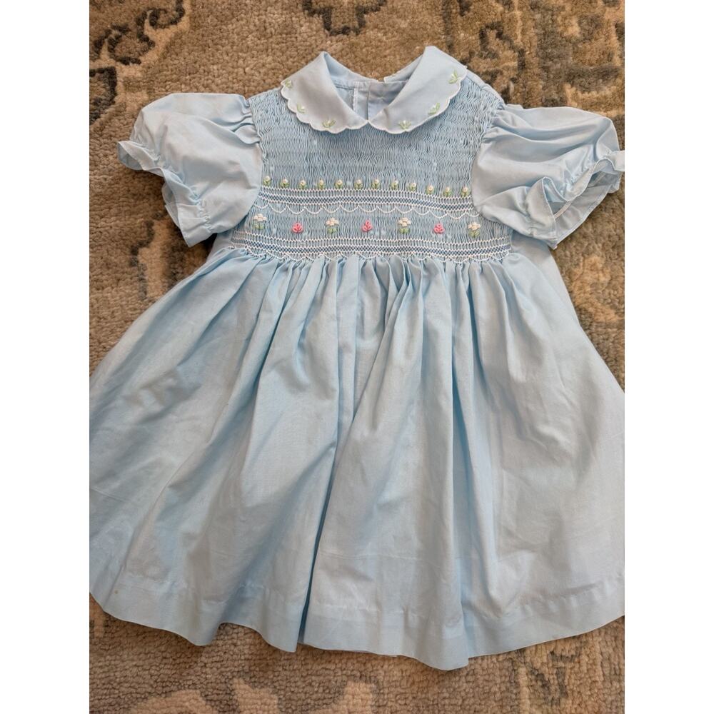 Baby Togs Blue Hand Smocked Baby Girl Dress 18 Months - Picture 13 of 13